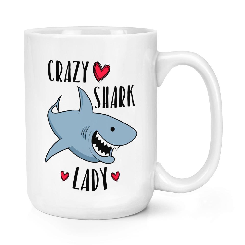 gift base Crazy Shark Lady 15oz Large Mug Cup