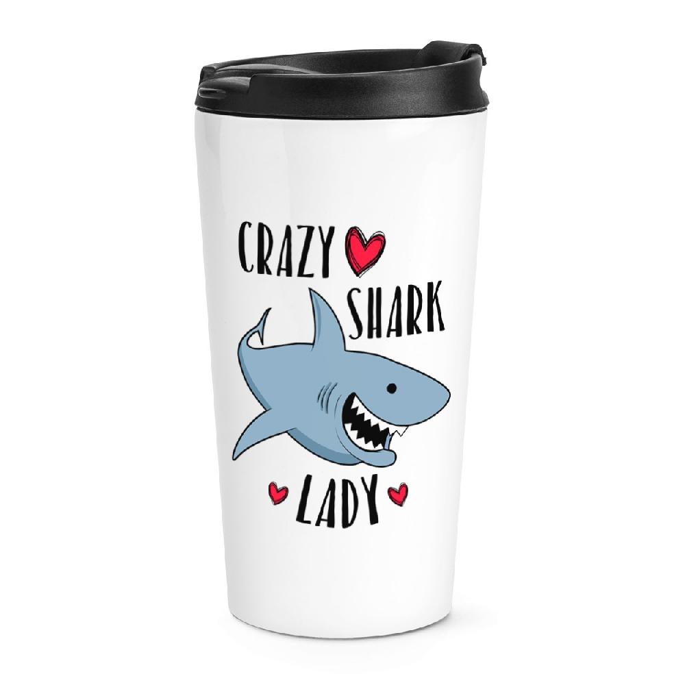 gift base Crazy Shark Lady Travel Mug Cup
