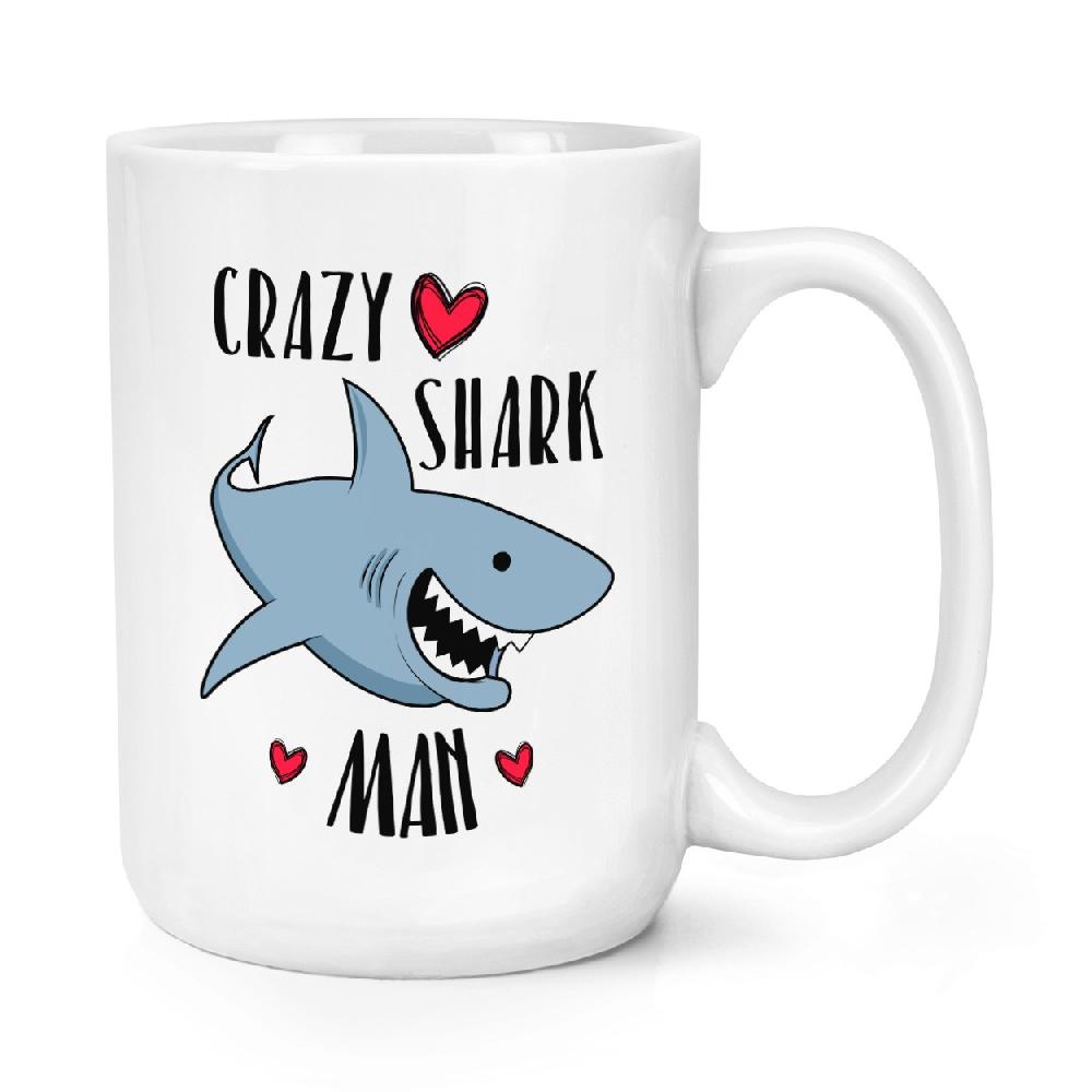 gift base Crazy Shark Man 15oz Large Mug Cup