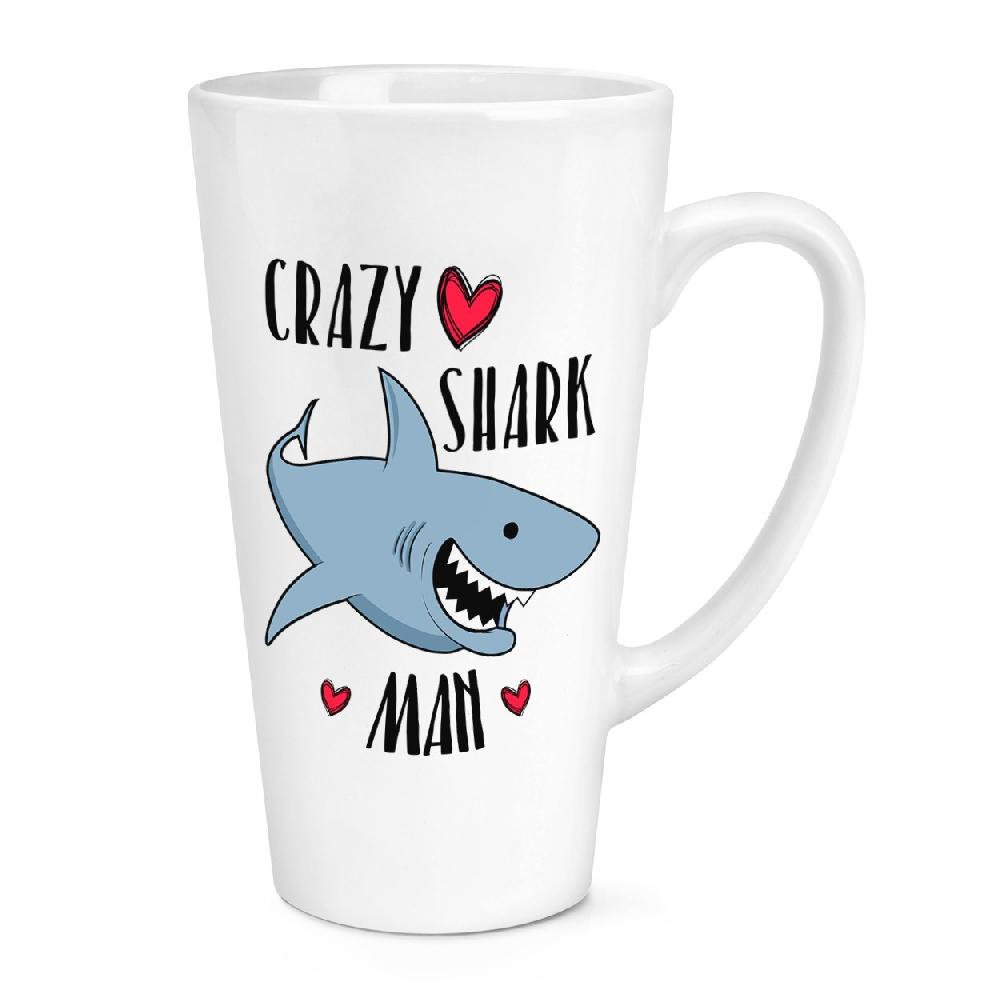 gift base Crazy Shark Man 17oz Large Latte Mug Cup
