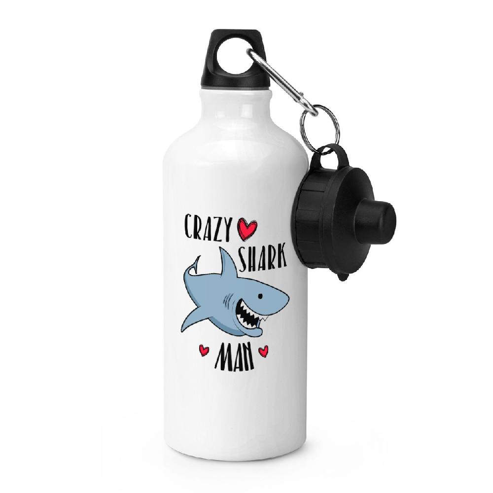 gift base Crazy Shark Man Sports Bottle