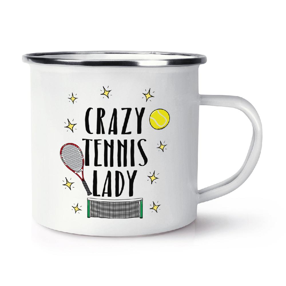gift base Crazy Tennis Lady Retro Enamel Mug Cup