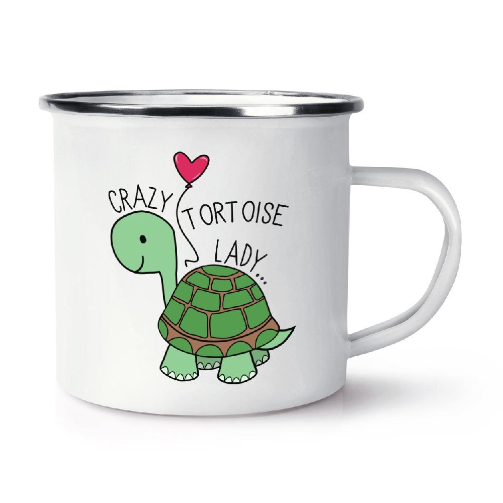gift base Crazy Tortoise Lady Retro Enamel Mug Cup