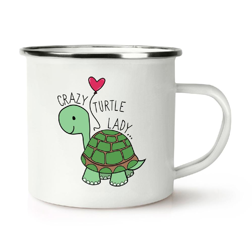 gift base Crazy Turtle Lady Retro Enamel Mug Cup