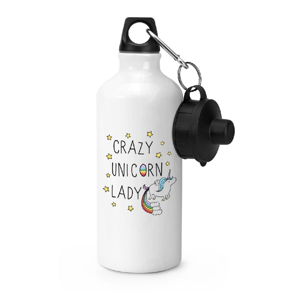 gift base Crazy Unicorn Lady Sports Bottle