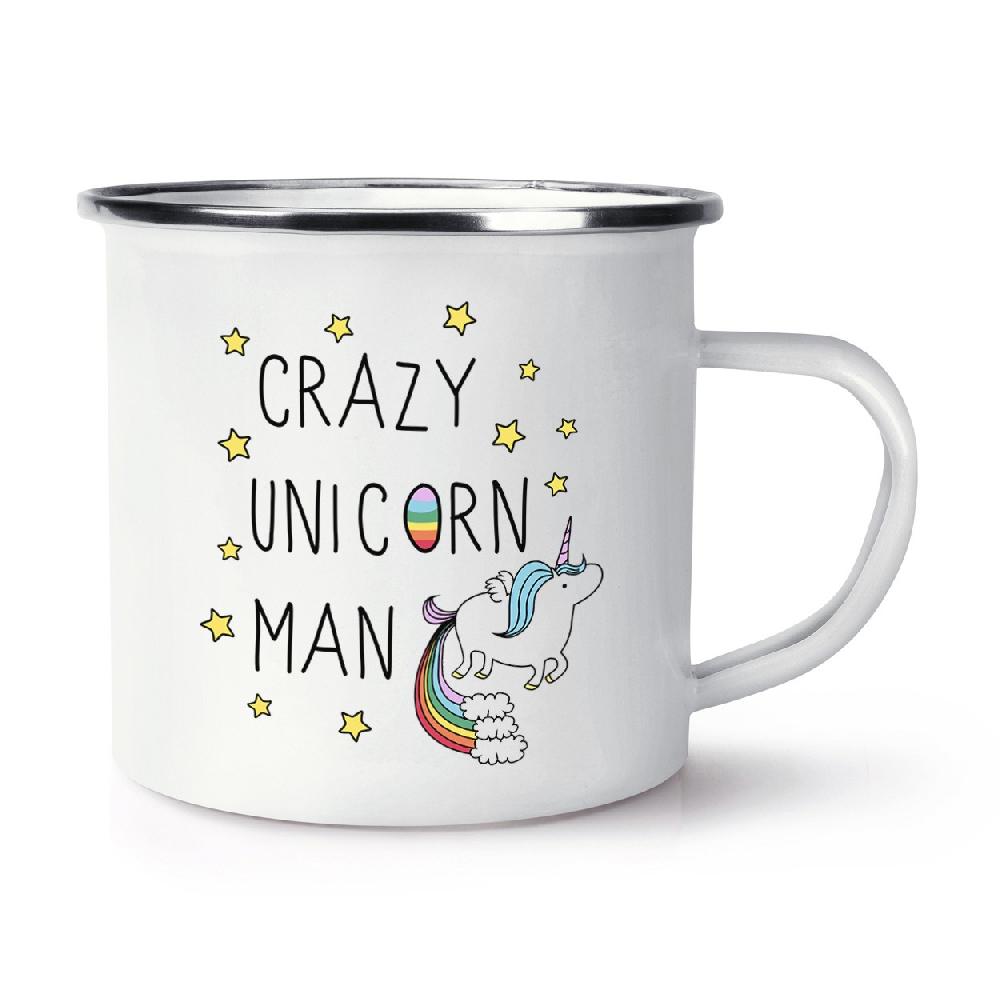 gift base Crazy Unicorn Man Retro Enamel Mug Cup