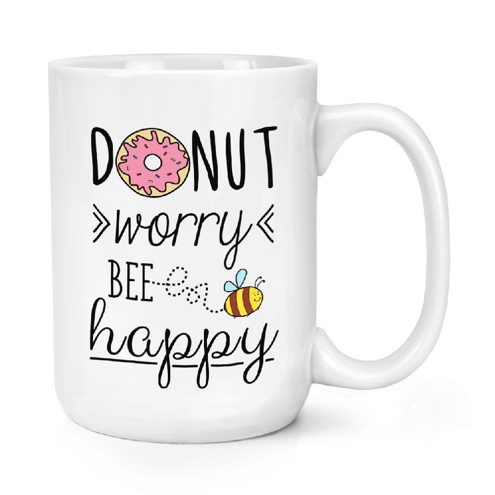 gift base Donut Worry Bee Happy 15oz Large Mug Cup