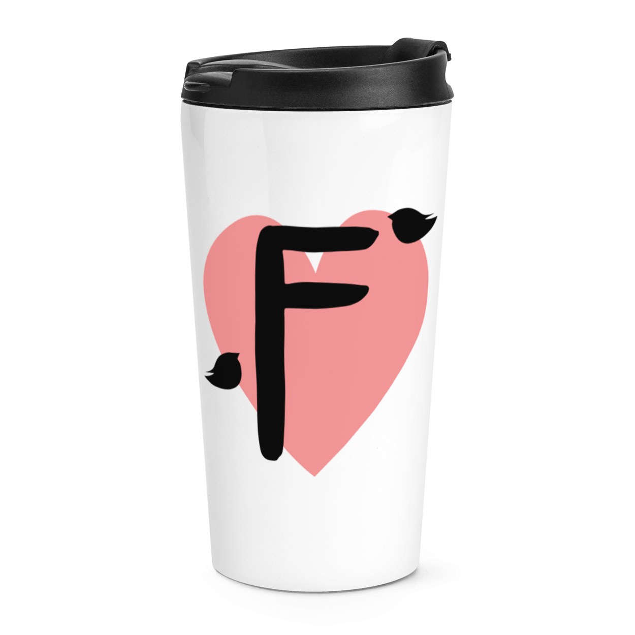 gift base F Heart Alphabet Travel Mug Cup