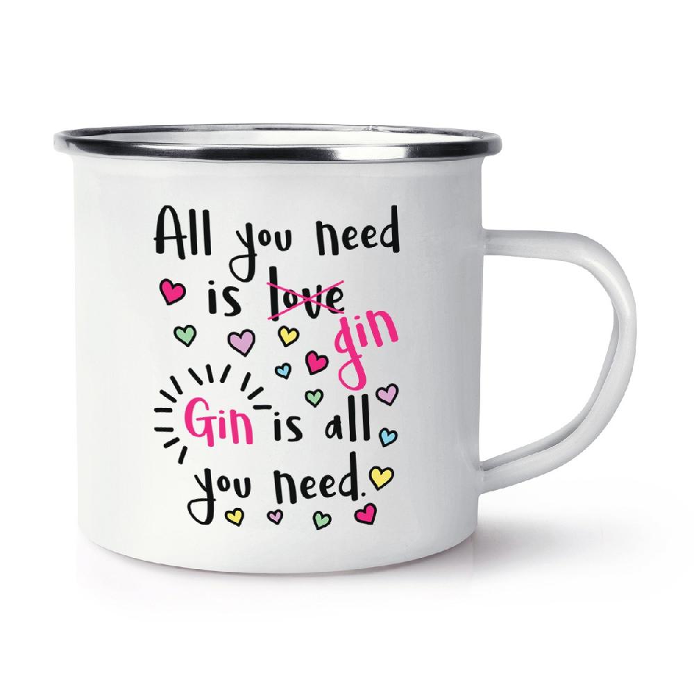 gift base Gin Is All You Need Retro Enamel Mug Cup