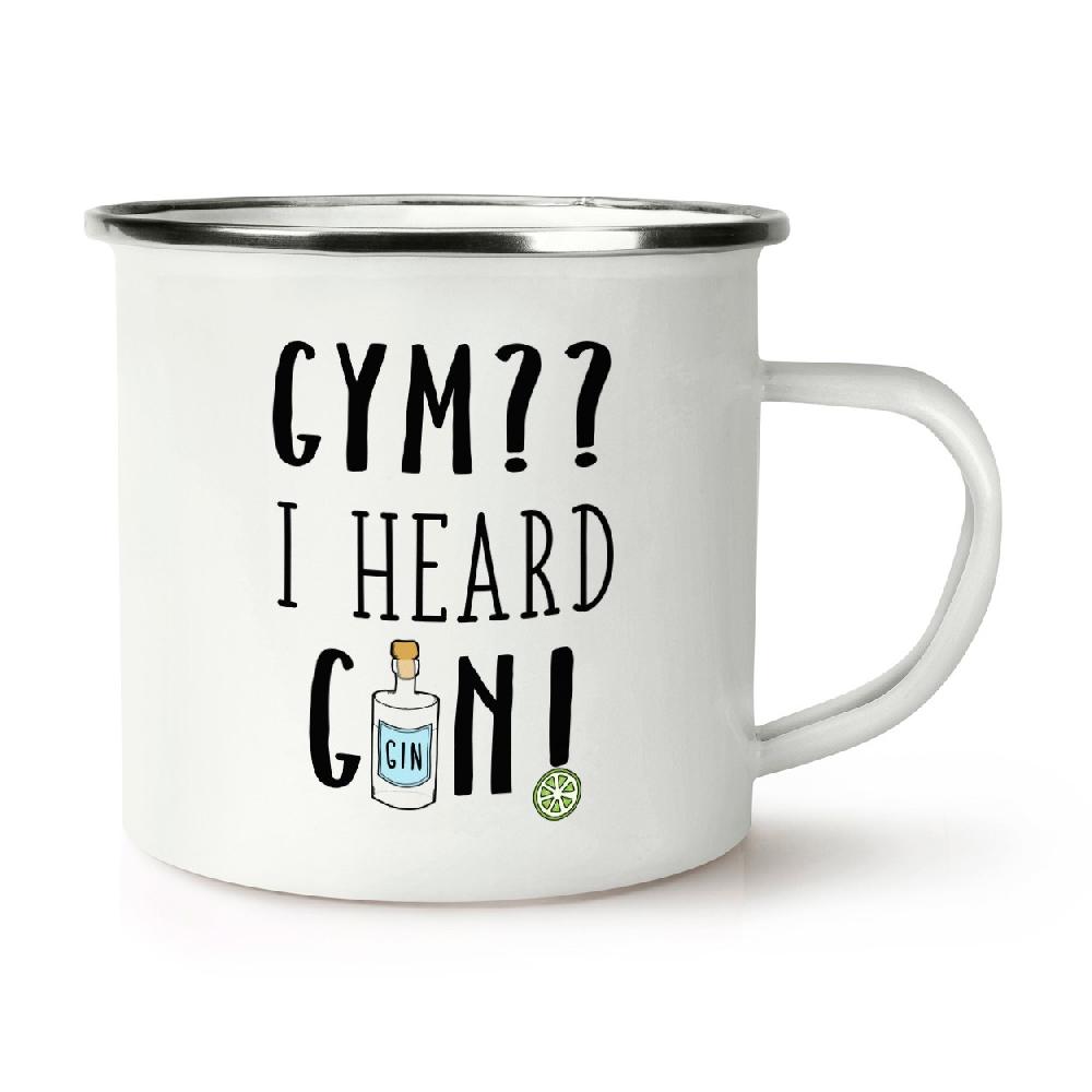gift base Gym? I Heard Gin Retro Enamel Mug Cup