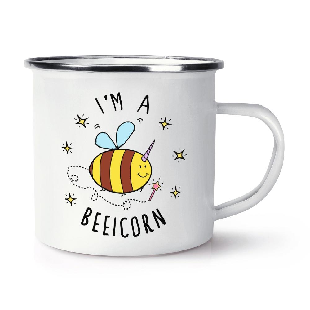 gift base I'm A Beeicorn Retro Enamel Mug Cup