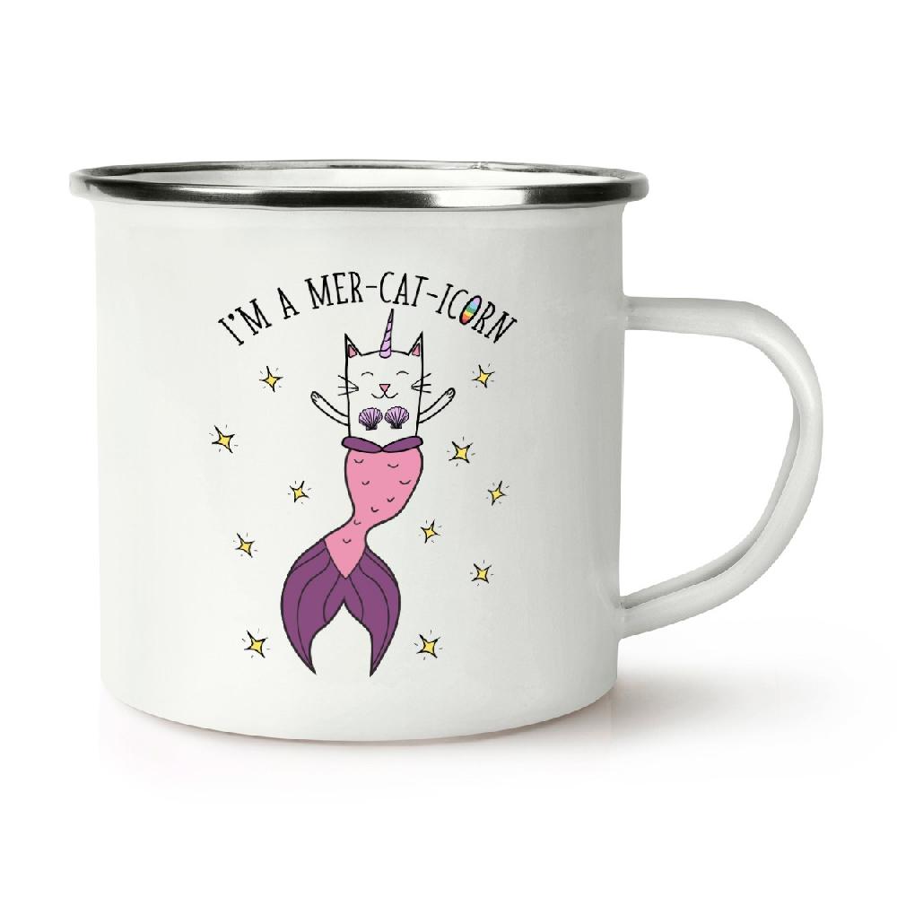 gift base I'm A Mer-cat-icorn Retro Enamel Mug Cup
