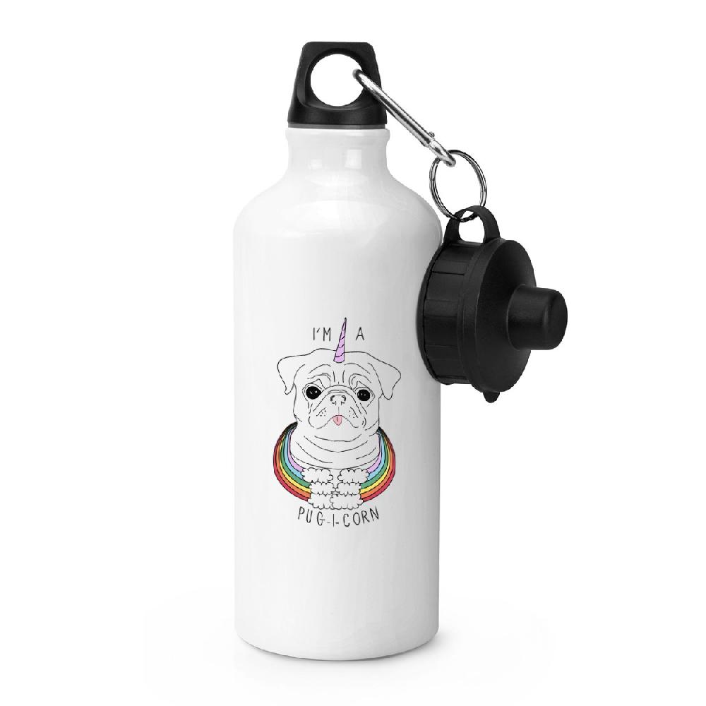 gift base I'm A Pugicorn Rainbow Sports Bottle