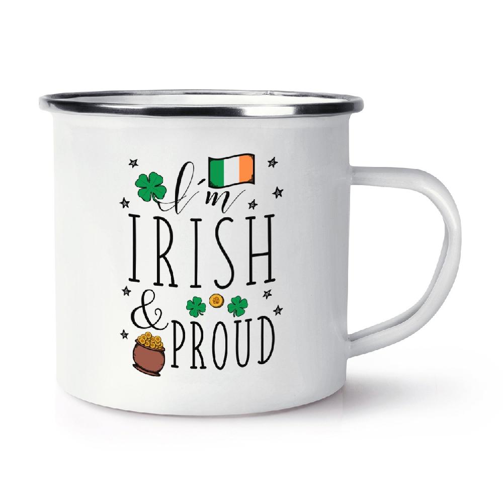gift base I'm Irish And Proud Retro Enamel Mug Cup