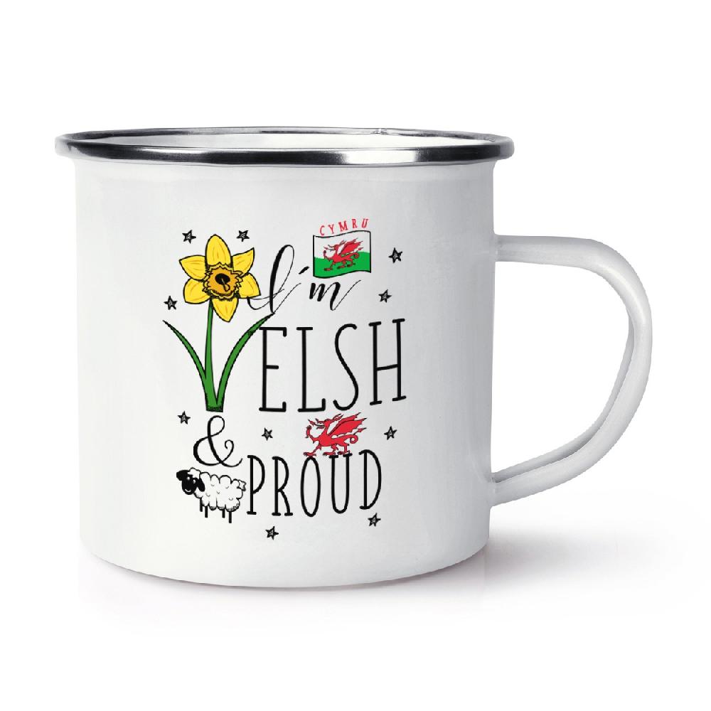 gift base I'm Welsh And Proud Retro Enamel Mug Cup