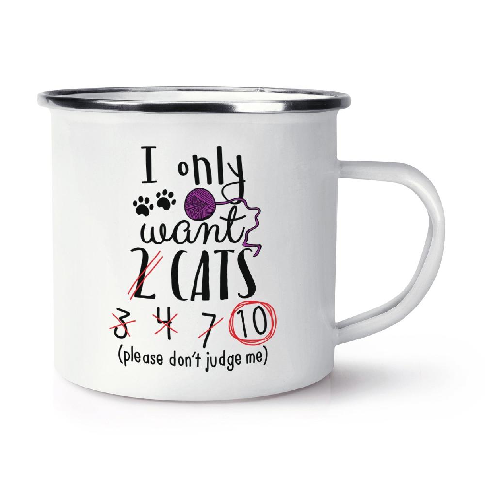 gift base I Only Want 2 Cats Retro Enamel Mug Cup