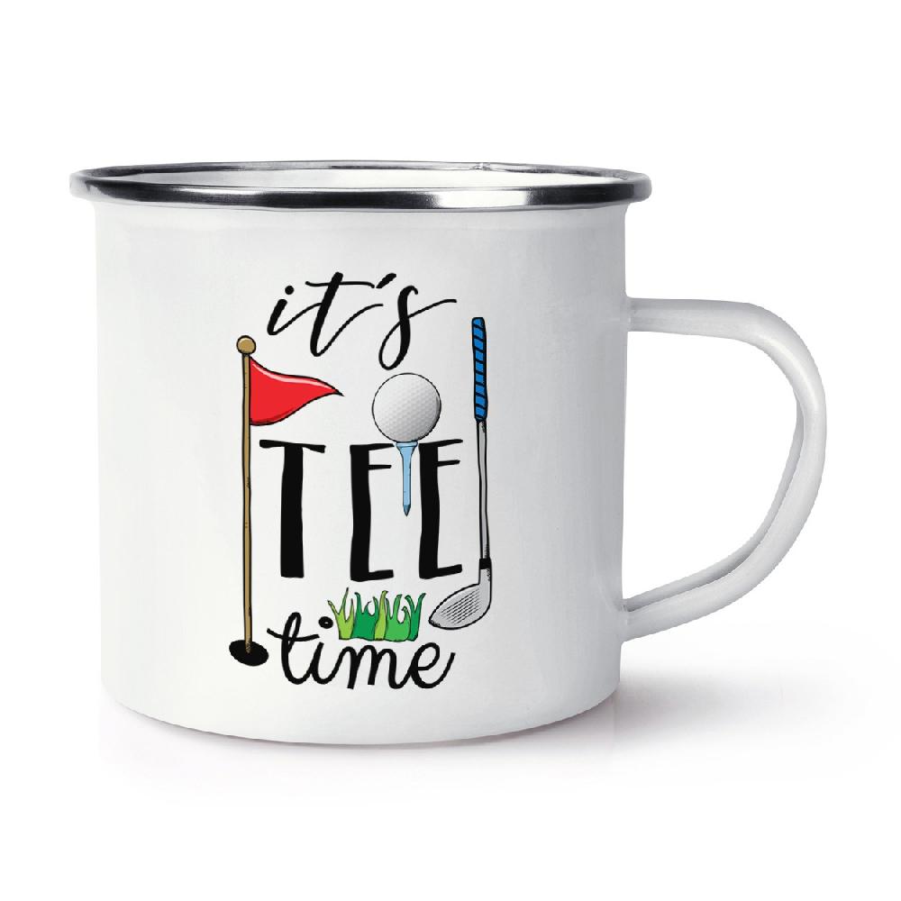 gift base It's Tee Time Golf Retro Enamel Mug Cup