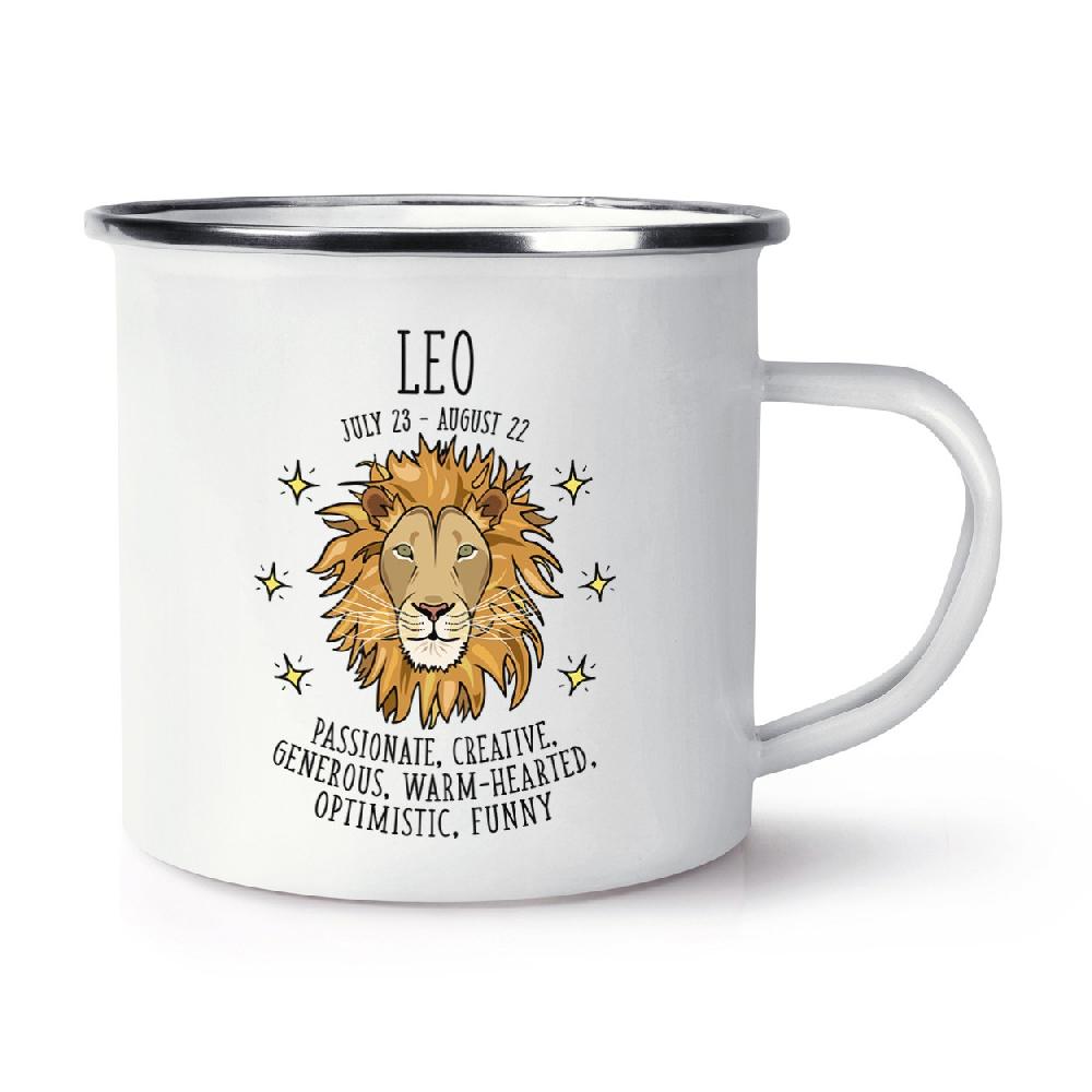 gift base Leo Horoscope Retro Enamel Mug Cup