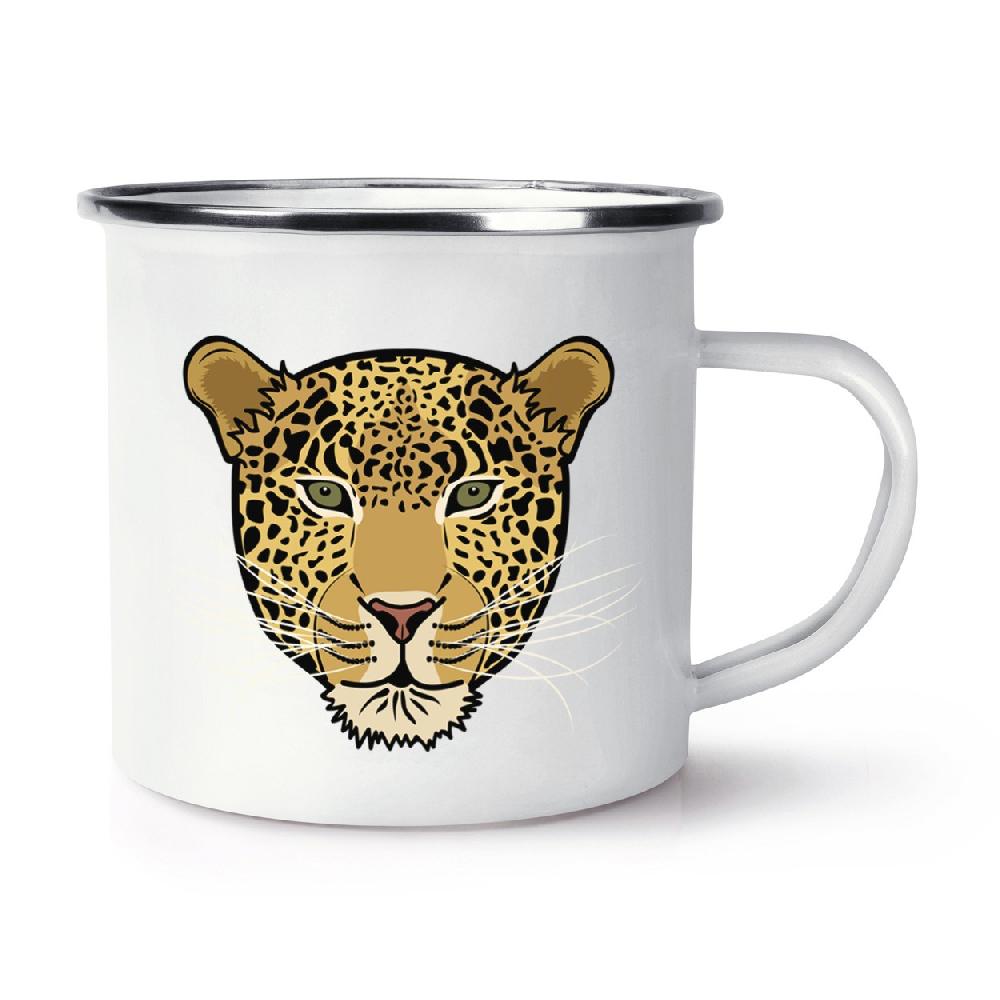 gift base Leopard Face Retro Enamel Mug Cup