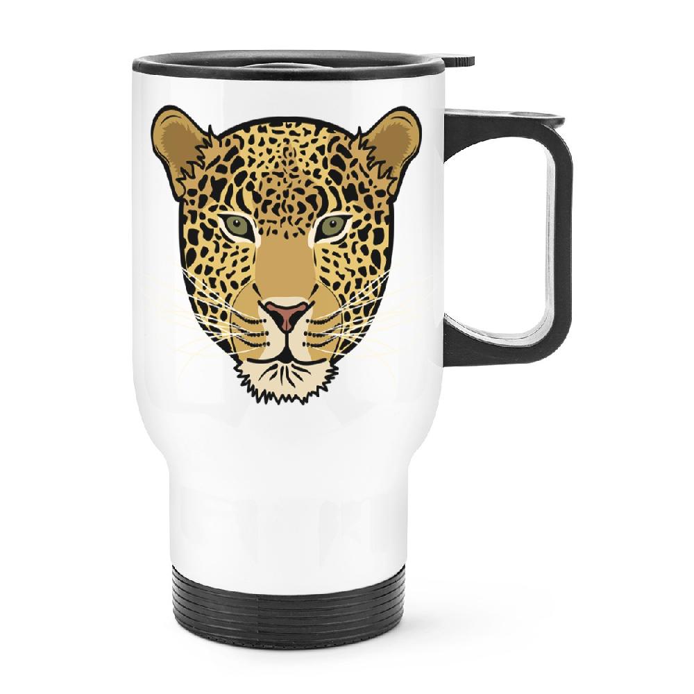 gift base Leopard Face Travel Mug Cup With Handle