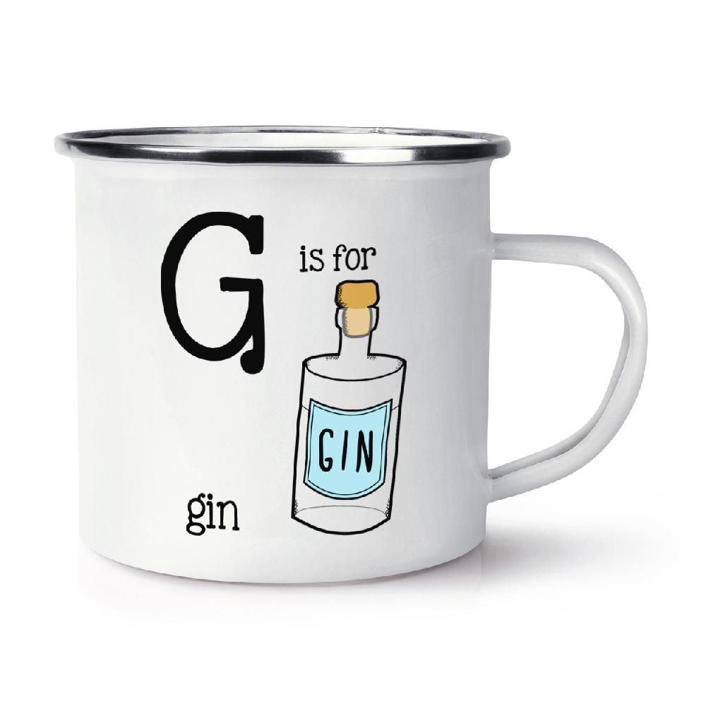 gift base Letter G Is For Gin Retro Enamel Mug Cup