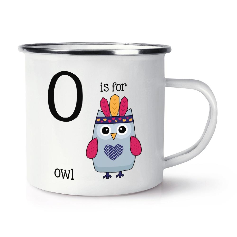 gift base Letter O Is For Owl Retro Enamel Mug Cup