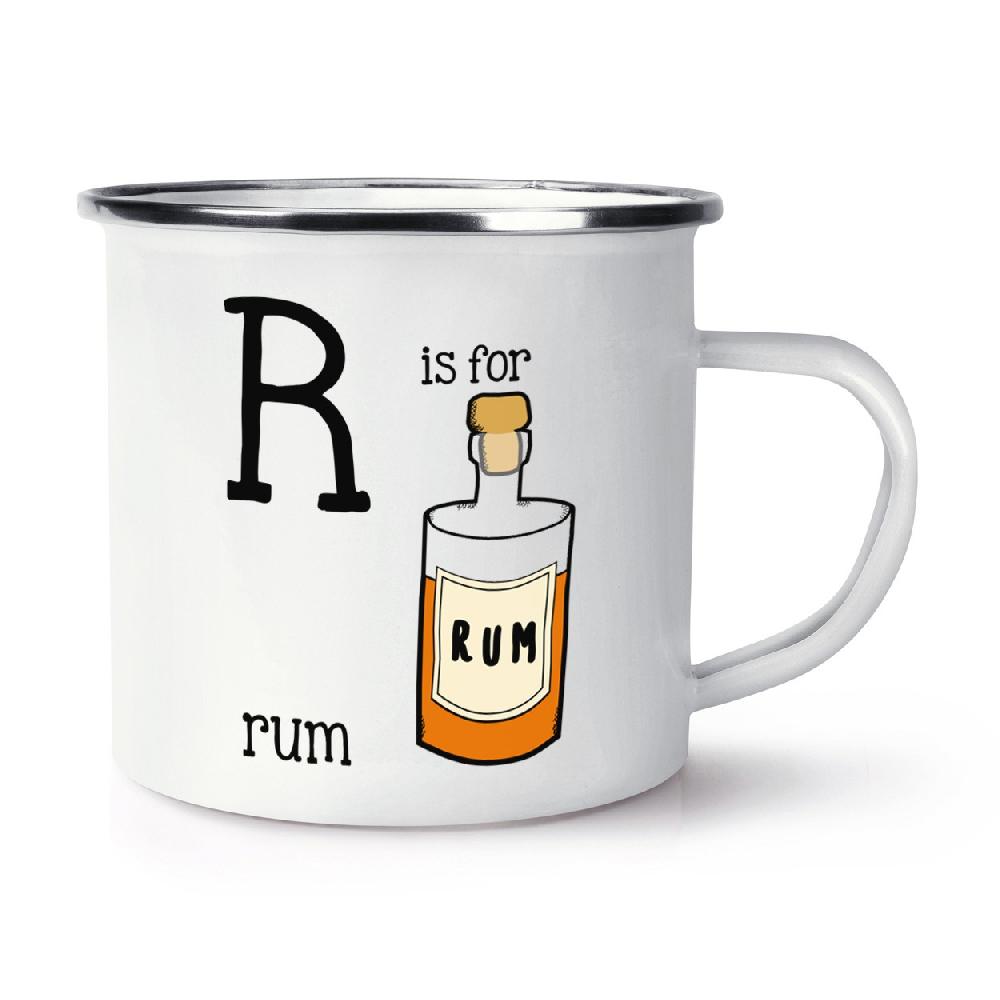 gift base Letter R Is For Rum Retro Enamel Mug Cup