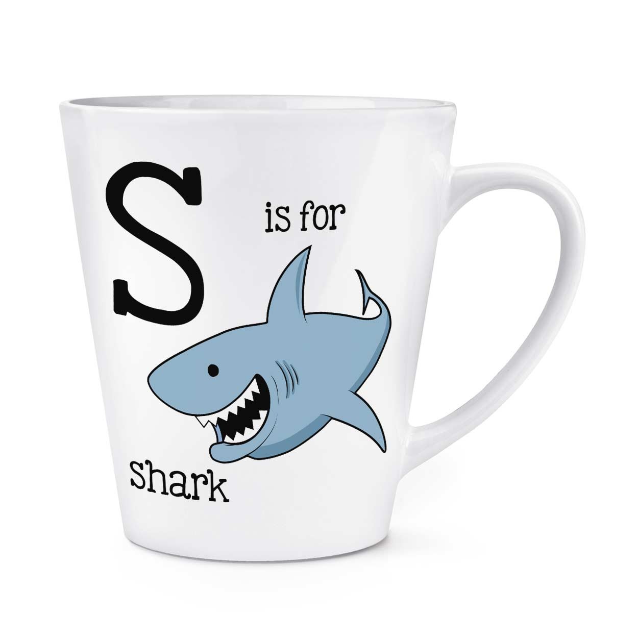 gift base Letter S Is For Shark 12oz Latte Mug Cup