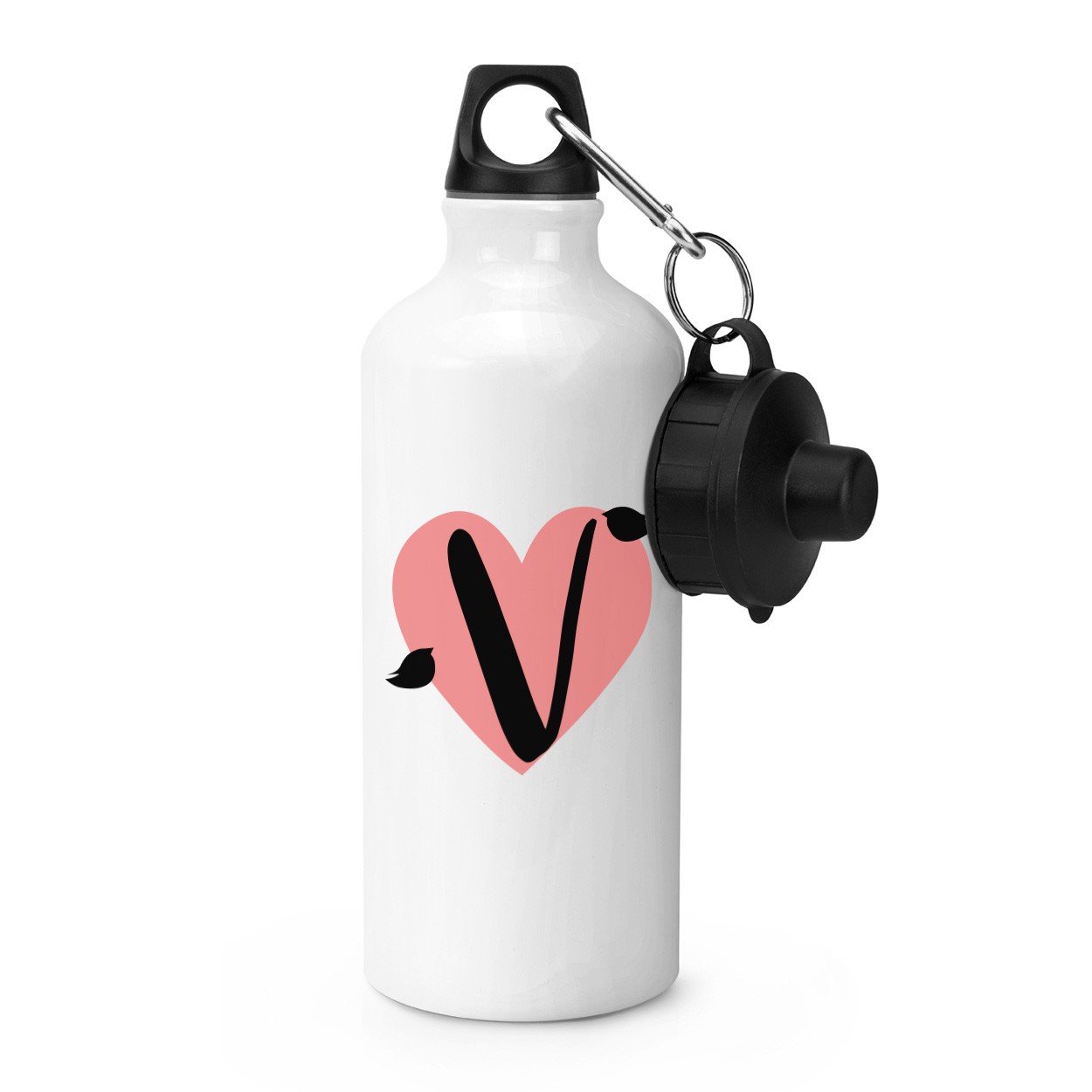 gift base Letter V Heart Alphabet Sports Bottle