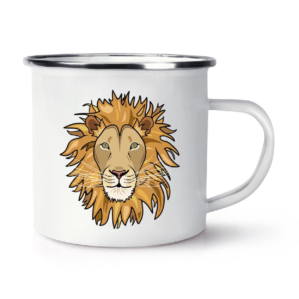 gift base Lion Face Retro Enamel Mug Cup