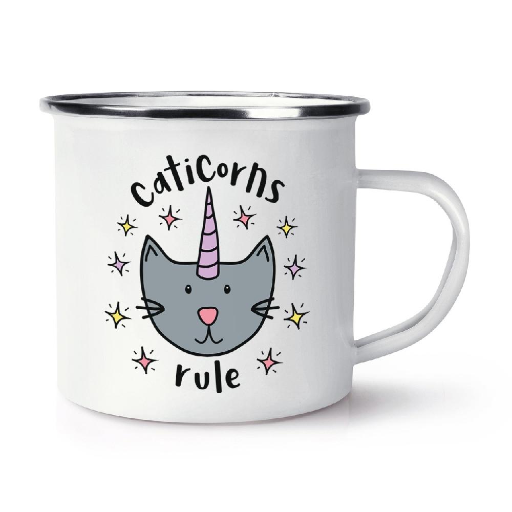 gift base Luna Caticorns Rule Retro Enamel Mug Cup