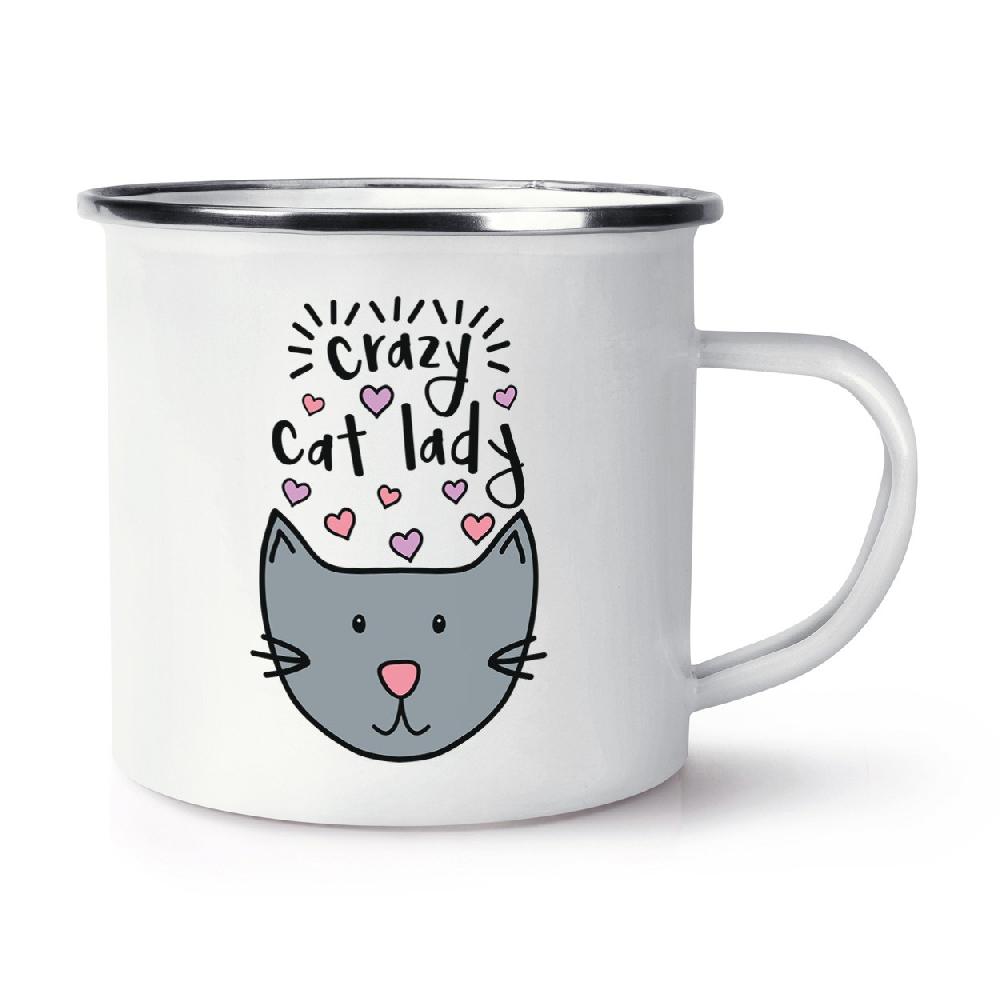 gift base Luna Crazy Cat Lady Retro Enamel Mug Cup