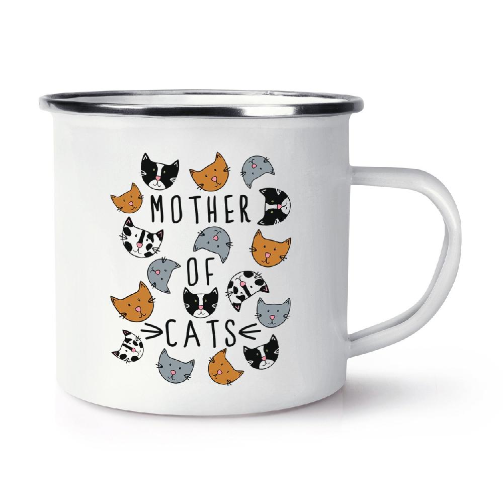 gift base Mother Of Cats Retro Enamel Mug Cup