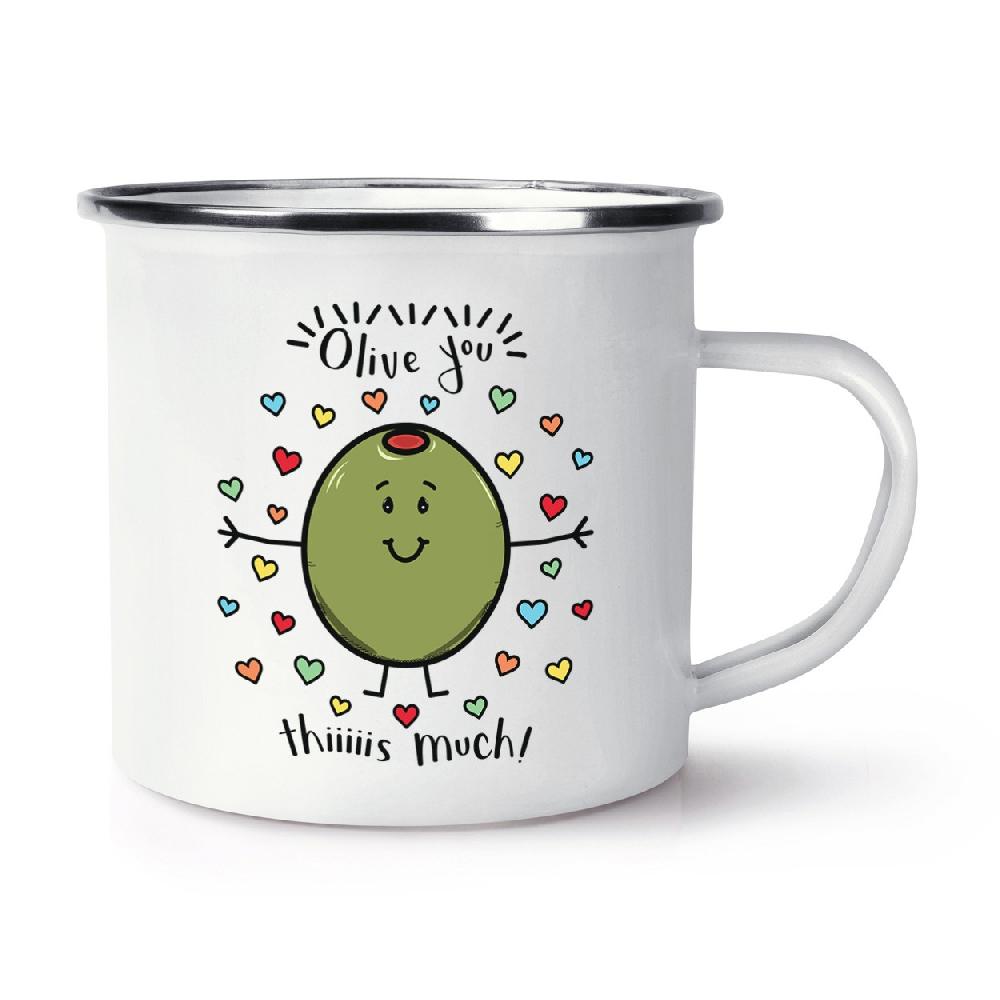 gift base Olive You This Much Retro Enamel Mug Cup