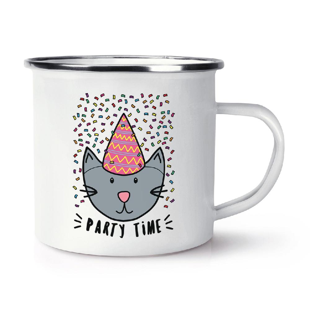 gift base Party Time Cat Retro Enamel Mug Cup