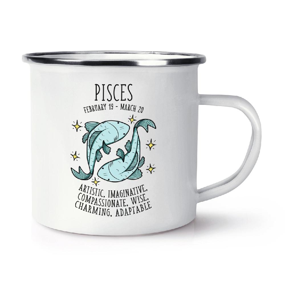 gift base Pisces Horoscope Retro Enamel Mug Cup