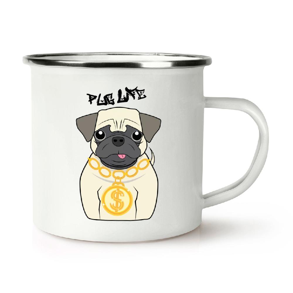 gift base Pug Life Dog Retro Enamel Mug Cup