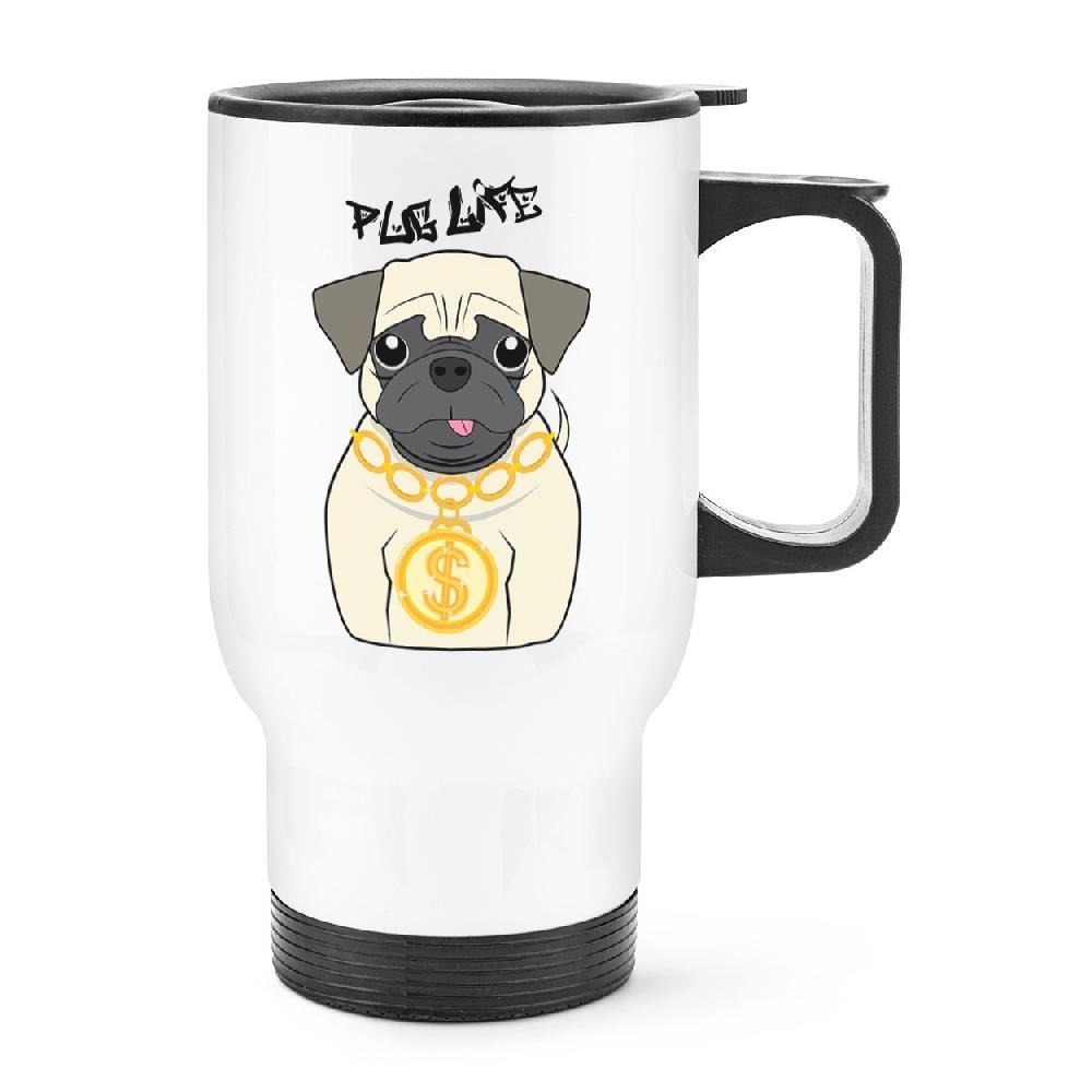 gift base Pug Life Dog Travel Mug Cup With Handle