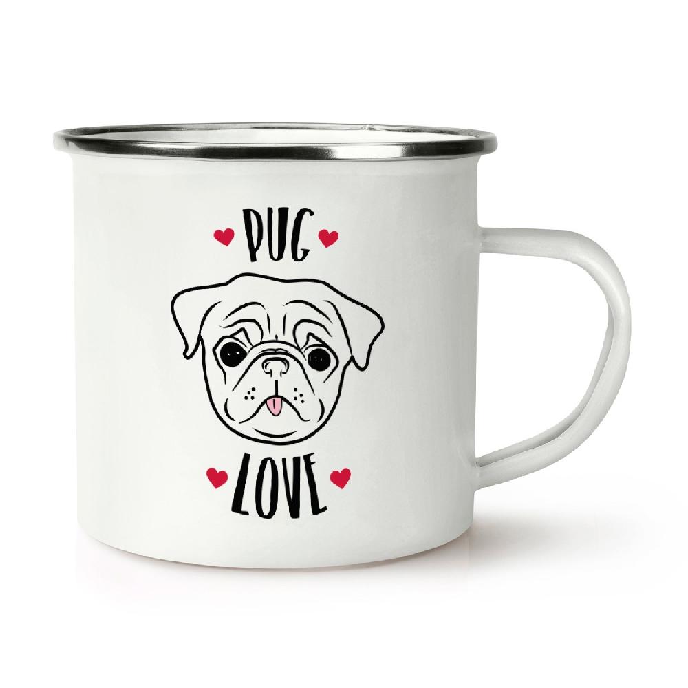 gift base Pug Love Retro Enamel Mug Cup