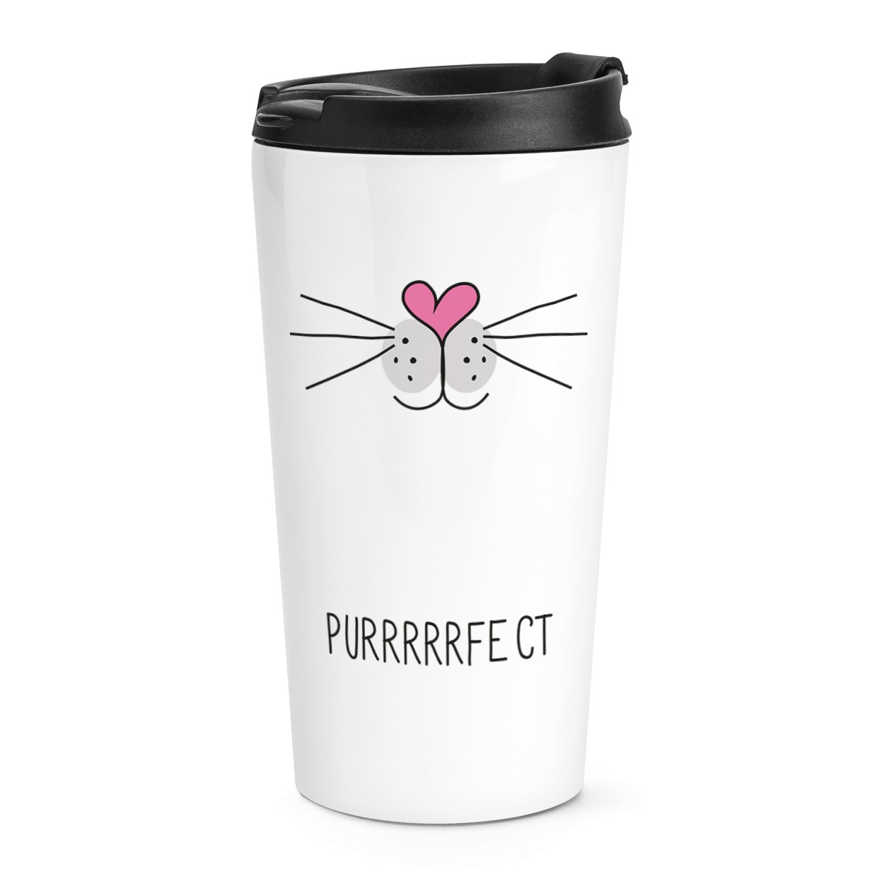 gift base Purrfect Perfect Cat Face Travel Mug Cup
