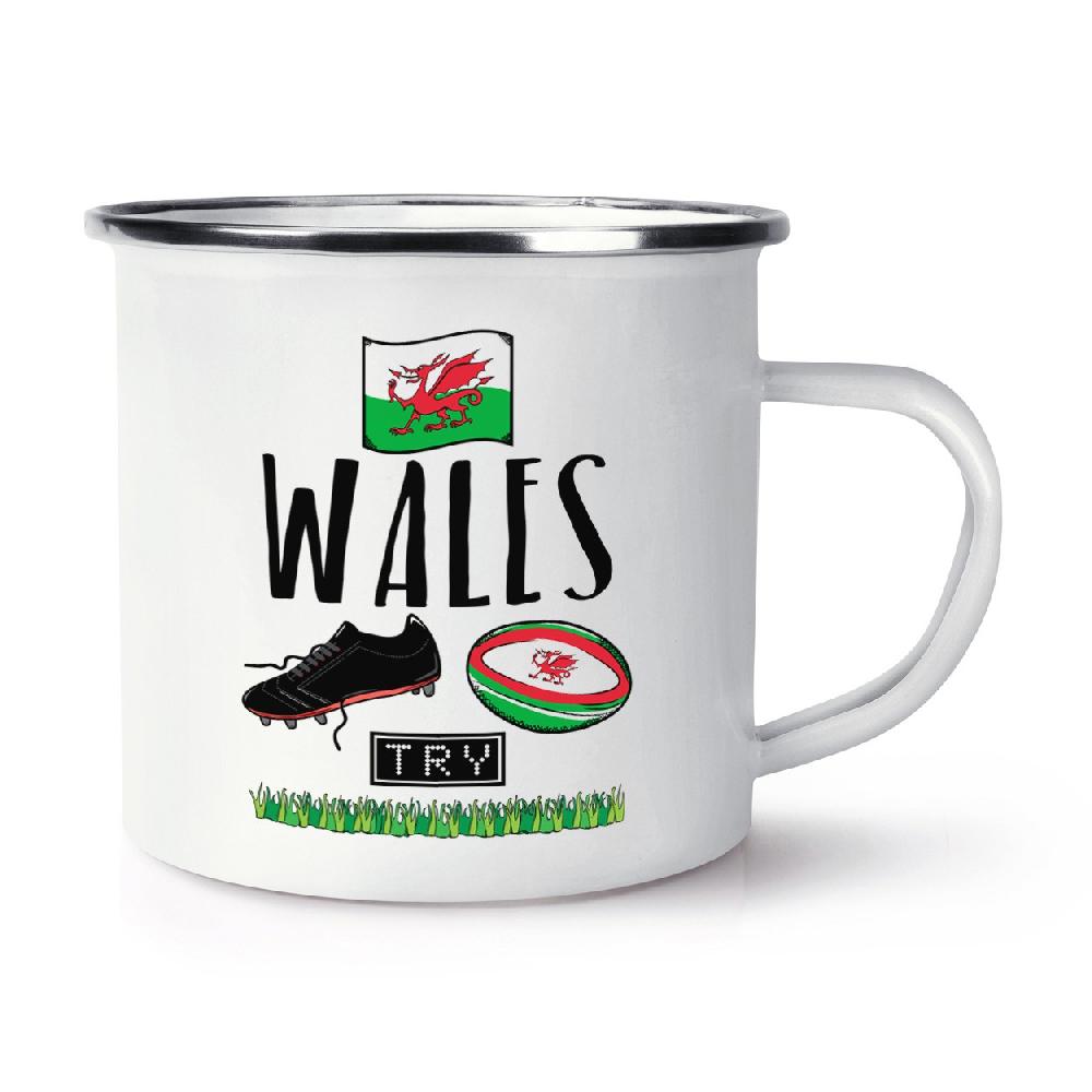 gift base Rugby Wales Retro Enamel Mug Cup
