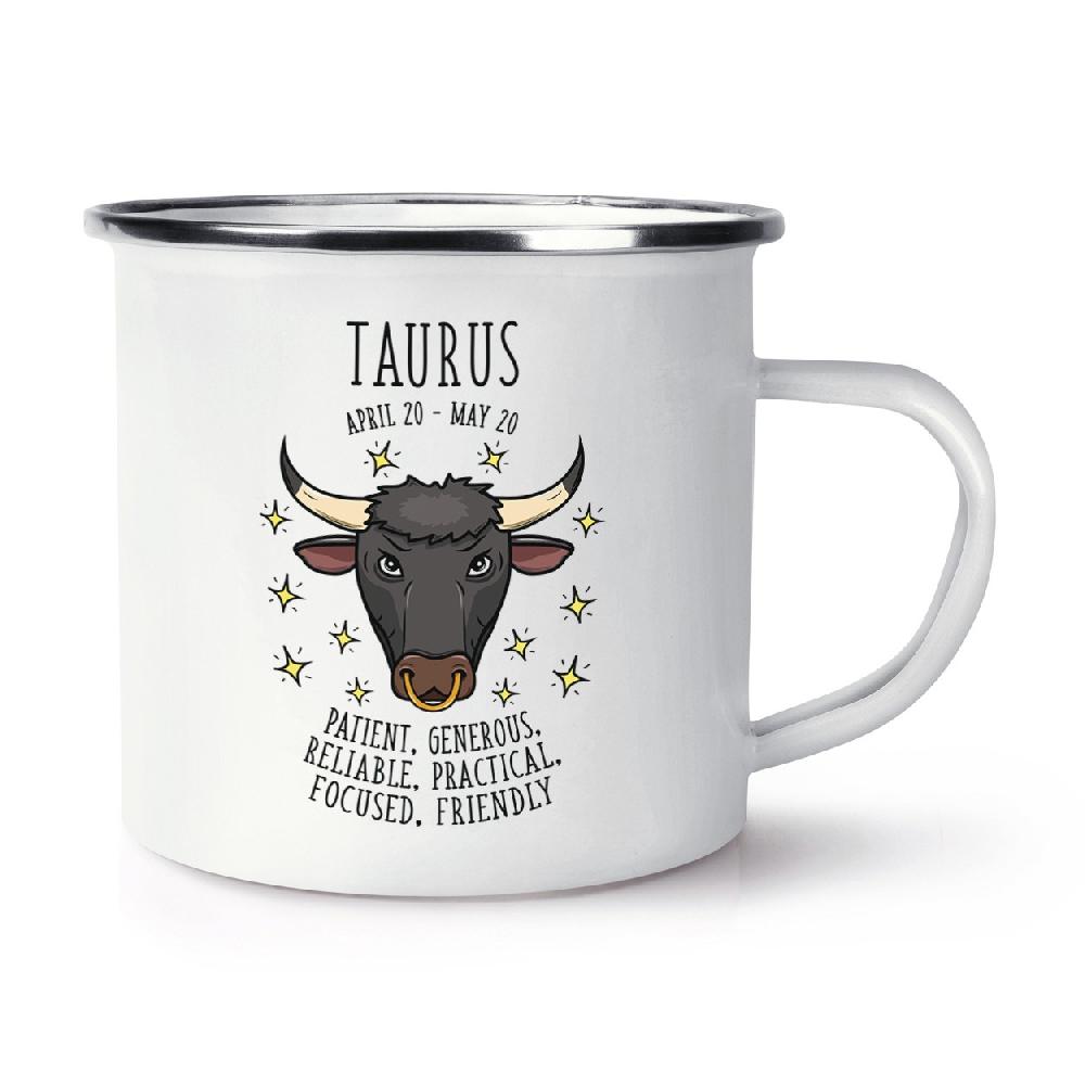 gift base Taurus Horoscope Retro Enamel Mug Cup