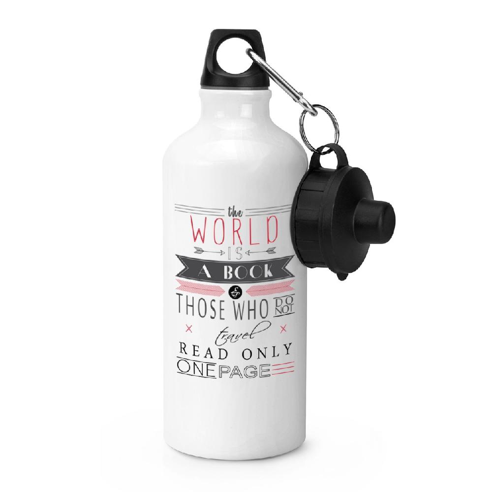 gift base The World Is A Book Quote Sports Bottle