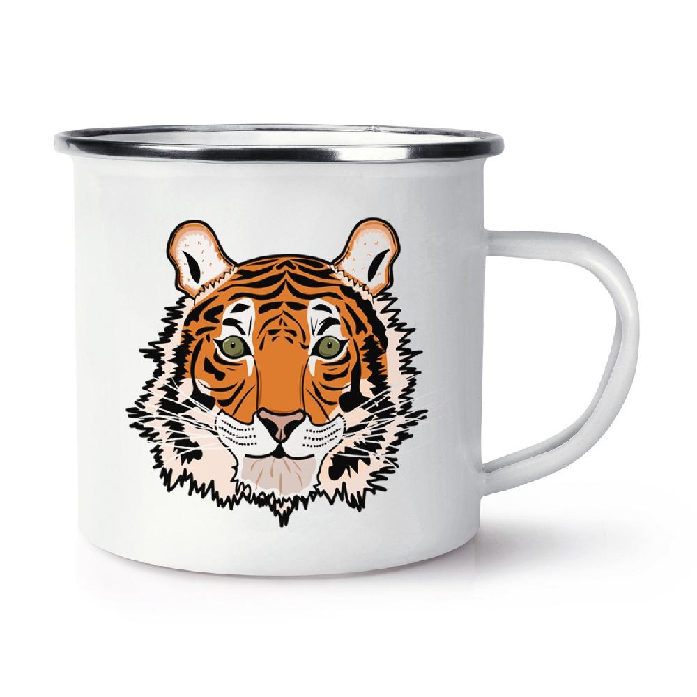 gift base Tiger Face Retro Enamel Mug Cup
