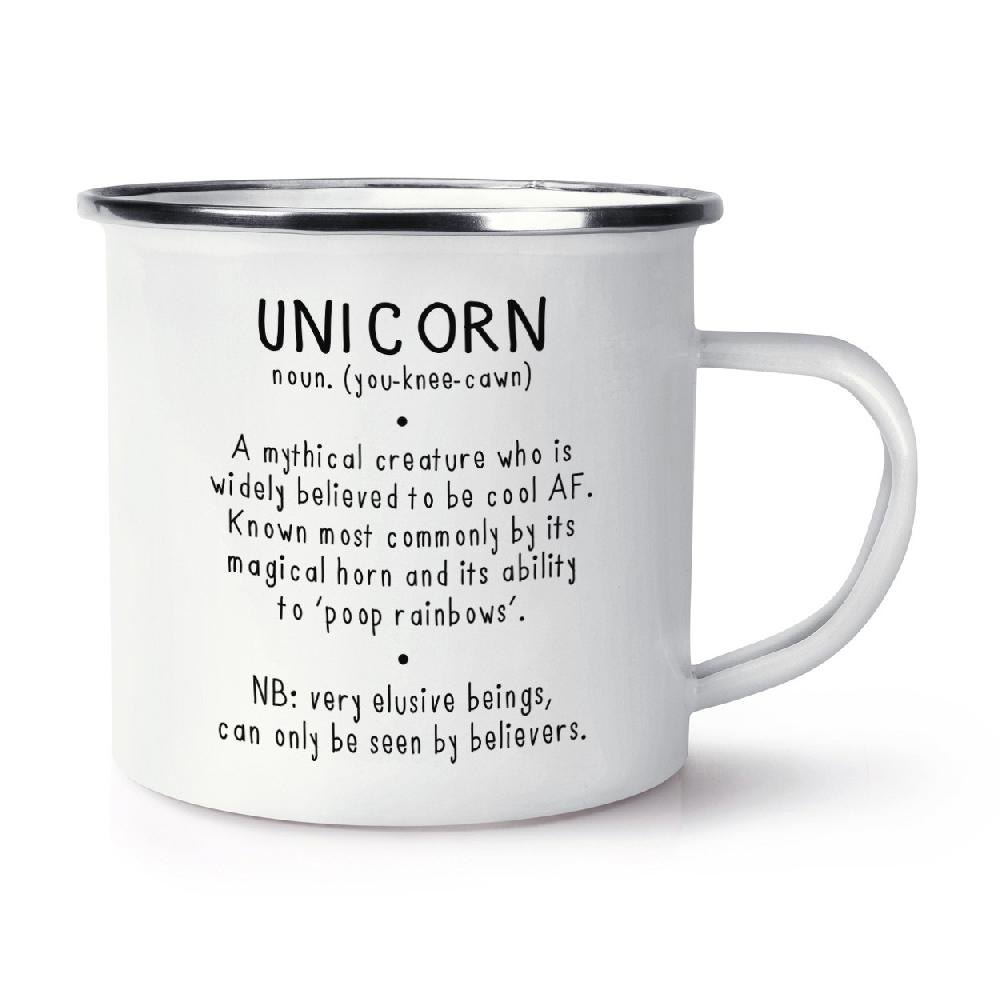 gift base Unicorn Definition Retro Enamel Mug Cup