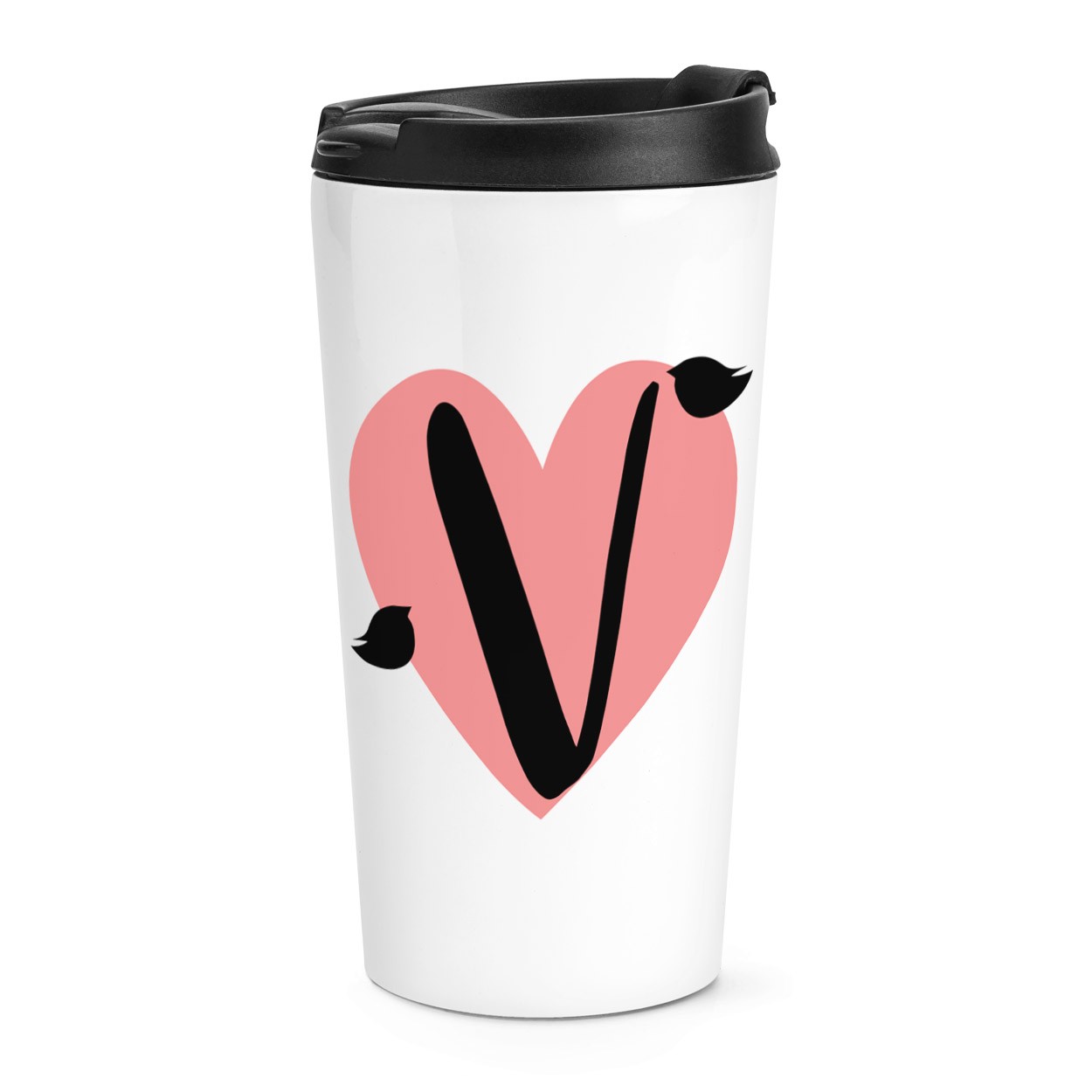 gift base V Heart Alphabet Travel Mug Cup