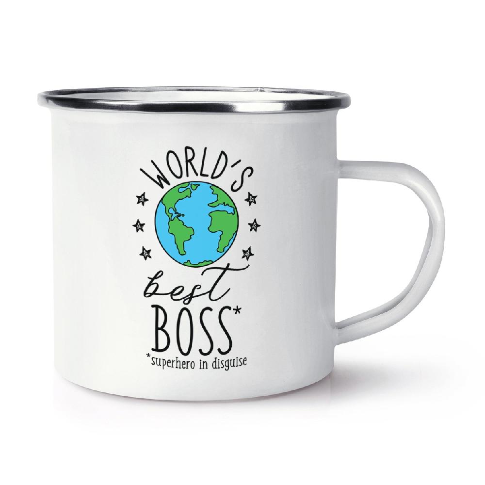 gift base World's Best Boss Retro Enamel Mug Cup
