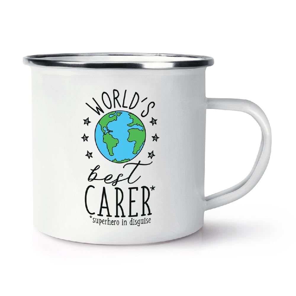 gift base World's Best Carer Retro Enamel Mug Cup