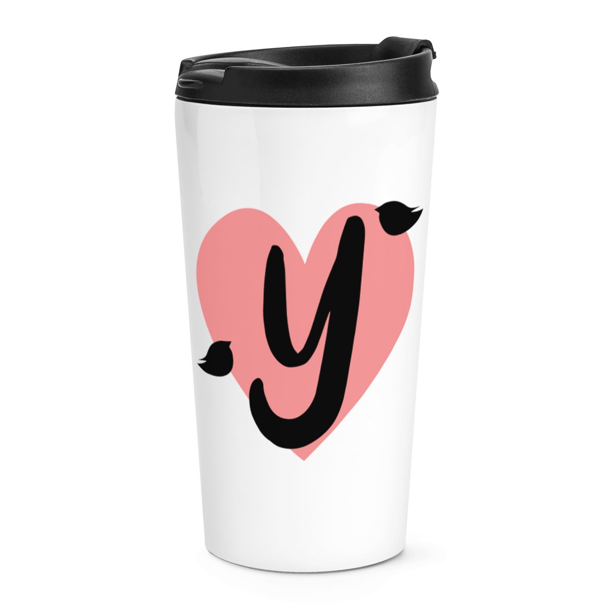 gift base Y Heart Alphabet Travel Mug Cup