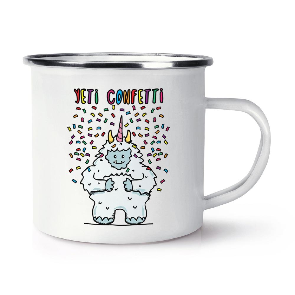 gift base Yeti Confetti Retro Enamel Mug Cup